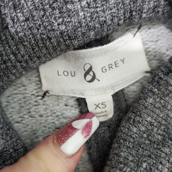 Lou & Grey Sweatshirt Tunic Dress Gray SZ XS Zip Pockets Turtleneck Soft - Picture 6 of 10
